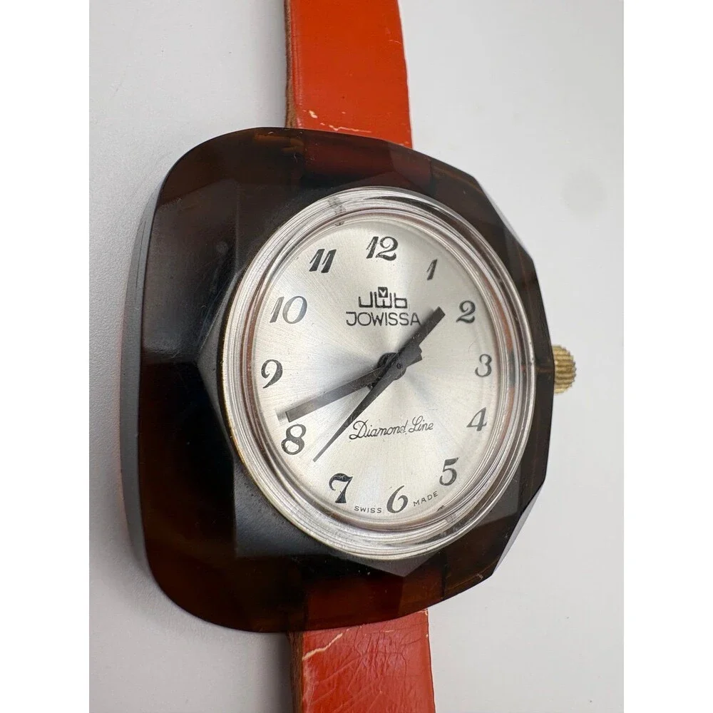 Vintage Swiss Jowissa Diamond Line Tortoiseshell manual wind Watch running